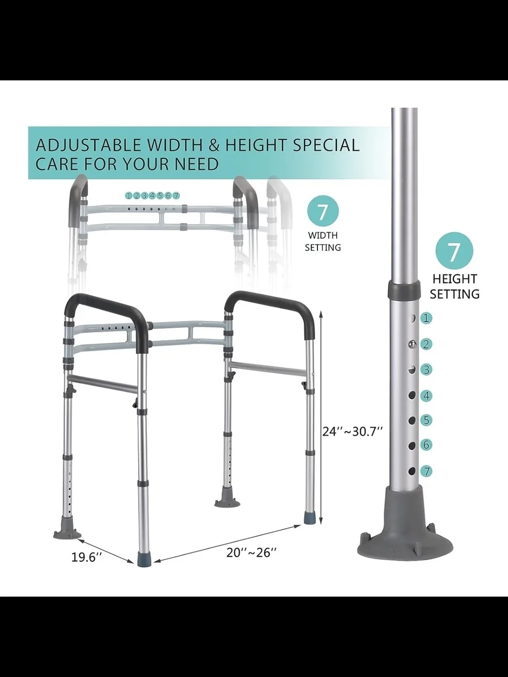 Beige Toilet Safety Rails - Adjustable Support Handrails